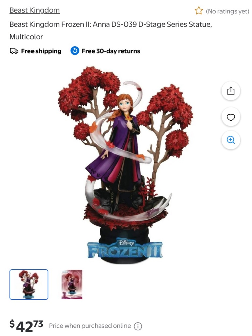 Unopened Disney Frozen II Anna D-Stage Statue - Purple & Red